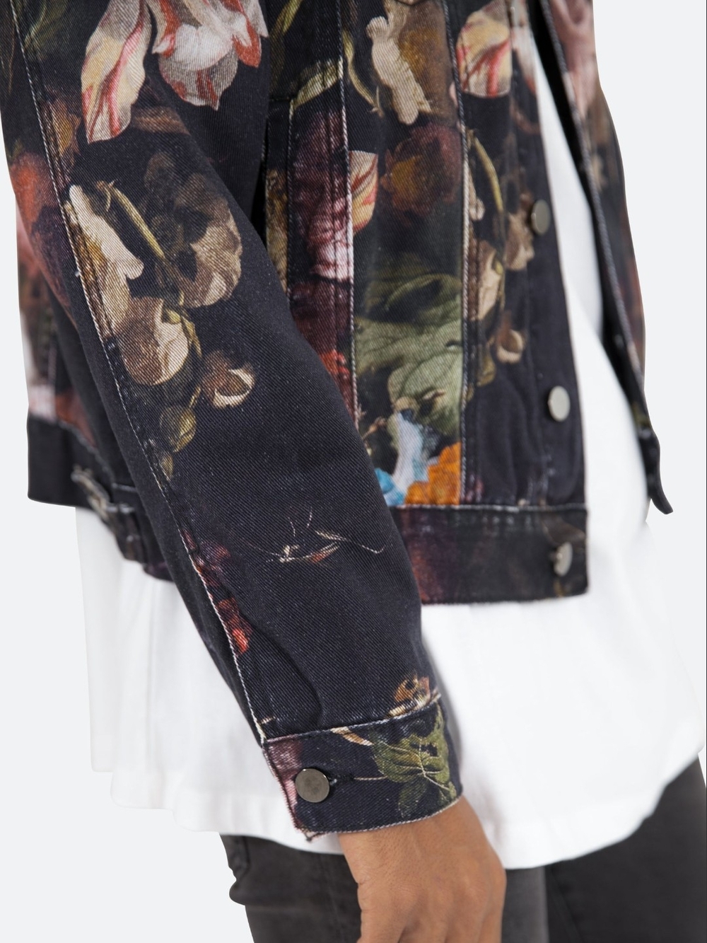 MNML - Floral Trucker Jean Jacket - Medium Women/ Men's XS - Picture 8 of 10